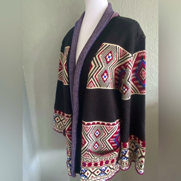 Forever 21 thick knit open front Southwest Aztec tribal cardigan sweater Large - Picture 1 of 8